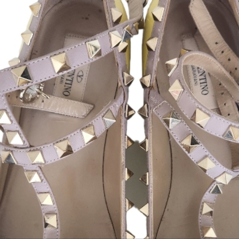 Valentino Rockstud Cage Ballet Flats Yellow 1 - Picture 12 of 15